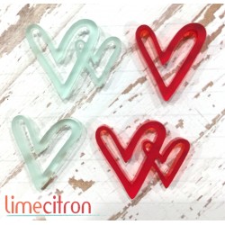 Acrylic-red and turquoise hearts